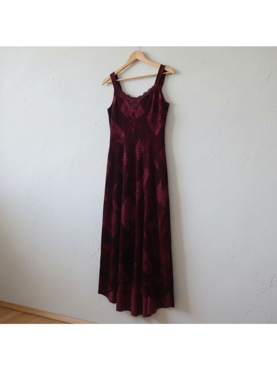 Jonathan Martin Studio Dresses & Skirts - Jonathan Martin Studio 12 Velvet Sleeveless Burgundy Floral Dress Whimsigoth Y2K